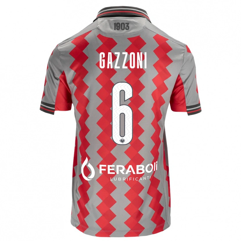 Danxen Kinderen Matteo Gazzoni #6 Grijs Rood Wit Thuisshirt Thuistenue 2026/27 T-Shirt