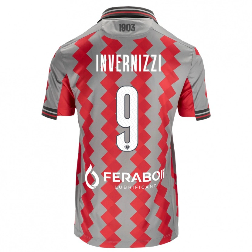 Danxen Kinderen Leonardo Invernizzi #9 Grijs Rood Wit Thuisshirt Thuistenue 2026/27 T-Shirt