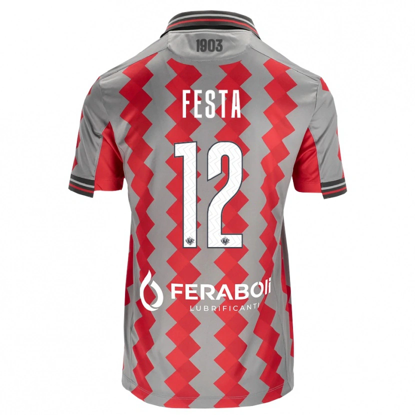 Danxen Kinderen Marco Festa #12 Grijs Rood Wit Thuisshirt Thuistenue 2026/27 T-Shirt