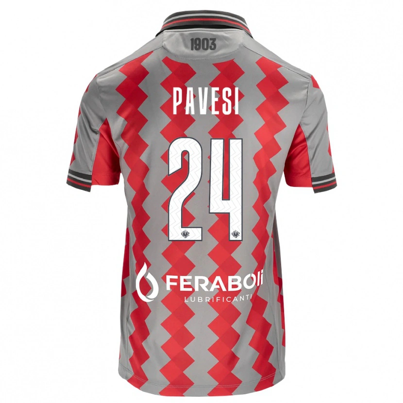 Danxen Kinderen Davide Pavesi #24 Grijs Rood Wit Thuisshirt Thuistenue 2026/27 T-Shirt