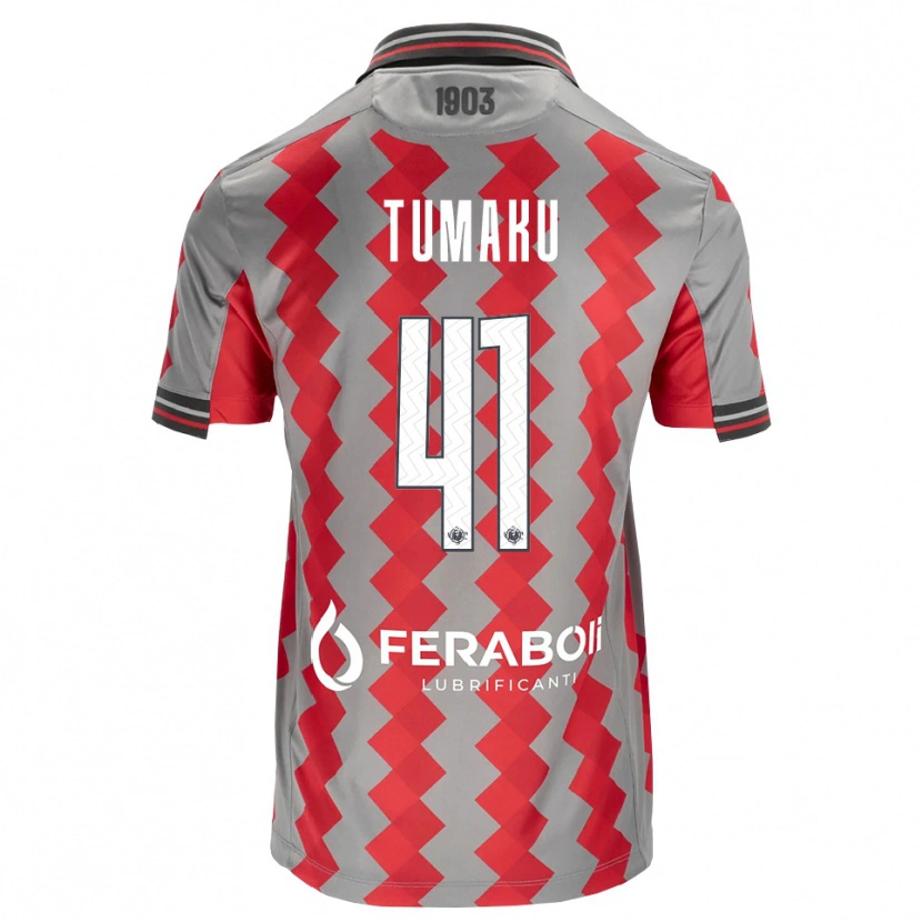 Danxen Kinderen Niccolò Tumaku #41 Grijs Rood Wit Thuisshirt Thuistenue 2026/27 T-Shirt