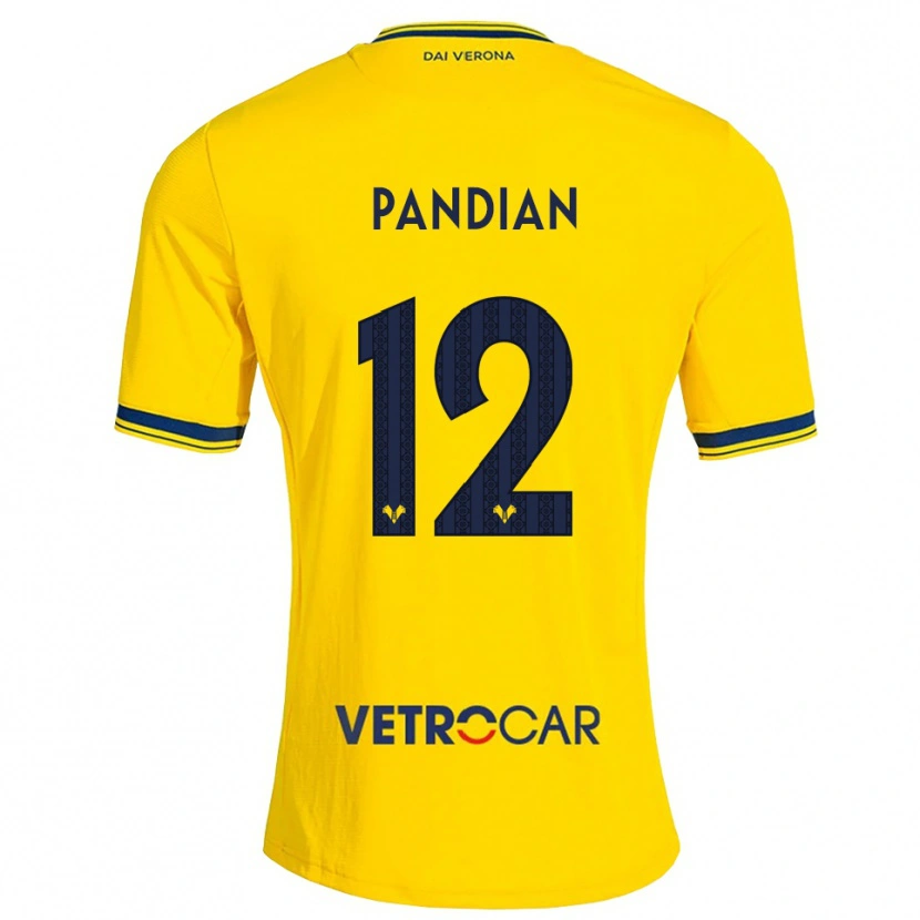 Danxen Kinderen Alessandro Pandian #12 Geel Rood Uitshirt Uittenue 2026/27 T-Shirt