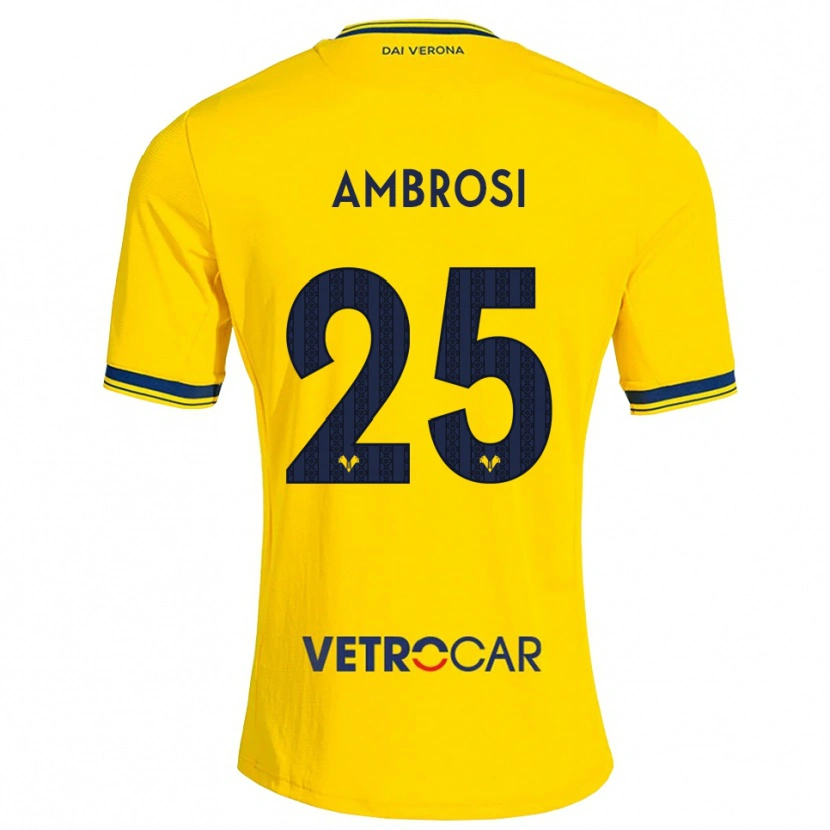 Danxen Kinderen Caterina Ambrosi #25 Geel Rood Uitshirt Uittenue 2026/27 T-Shirt