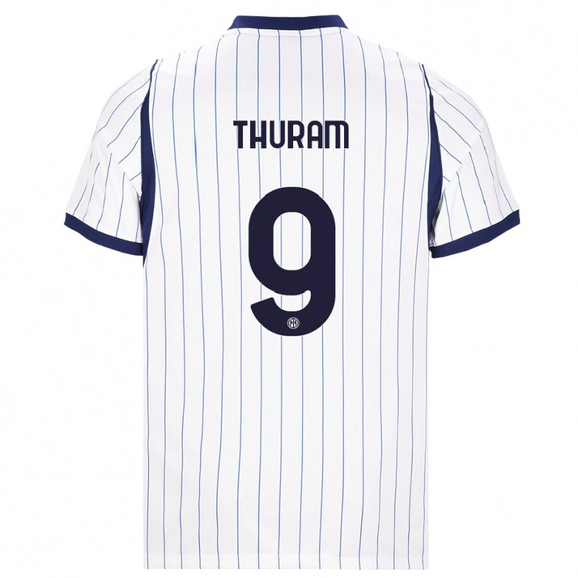 Danxen Kinderen Marcus Thuram #9 Wit Marineblauw Uitshirt Uittenue 2026/27 T-Shirt