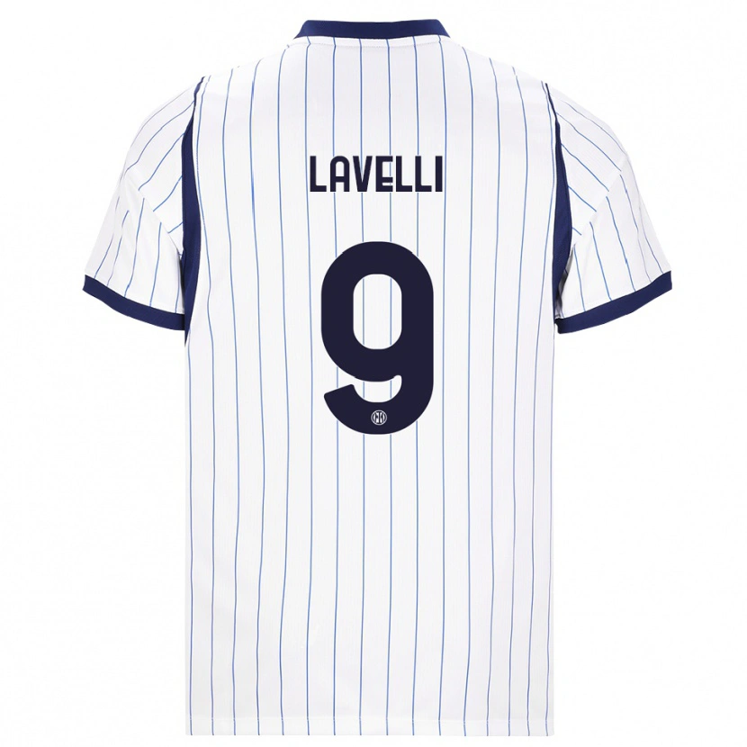 Danxen Kinderen Matteo Lavelli #9 Wit Marineblauw Uitshirt Uittenue 2026/27 T-Shirt
