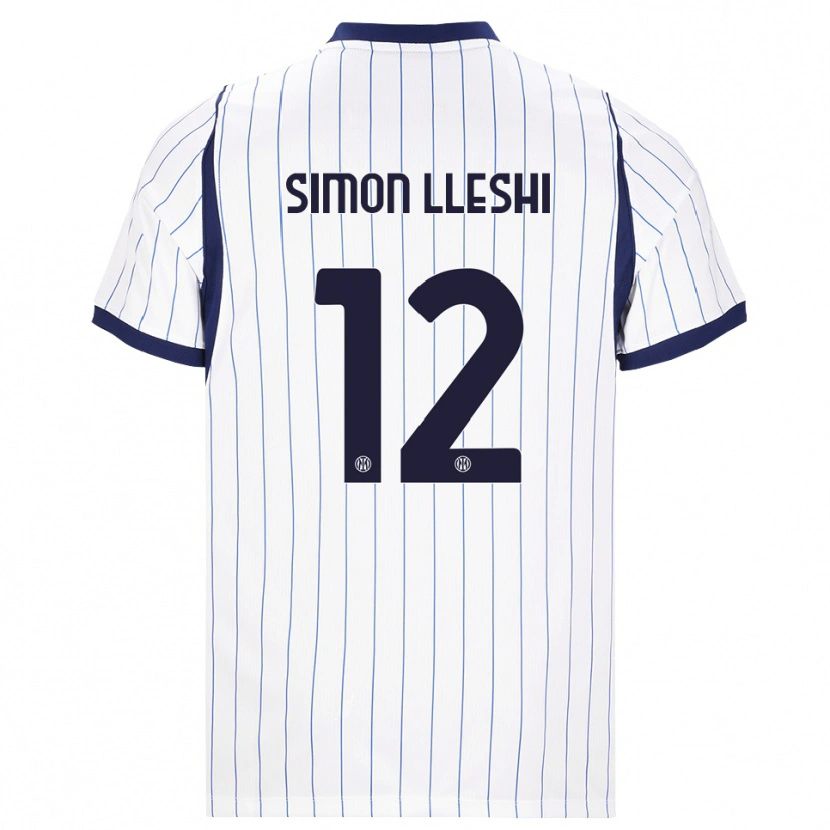 Danxen Kinderen Simon Lleshi #12 Wit Marineblauw Uitshirt Uittenue 2026/27 T-Shirt