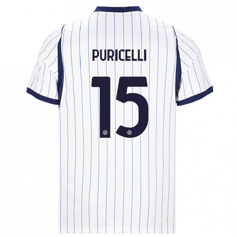 Danxen Kinderen Lorenzo Puricelli #15 Wit Marineblauw Uitshirt Uittenue 2026/27 T-Shirt