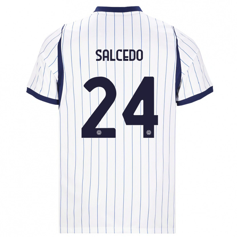 Danxen Kinderen Eddie Salcedo #24 Wit Marineblauw Uitshirt Uittenue 2026/27 T-Shirt
