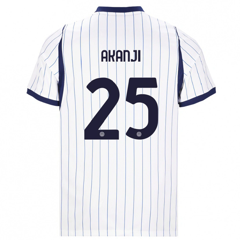 Danxen Kinderen Manuel Akanji #25 Wit Marineblauw Uitshirt Uittenue 2026/27 T-Shirt