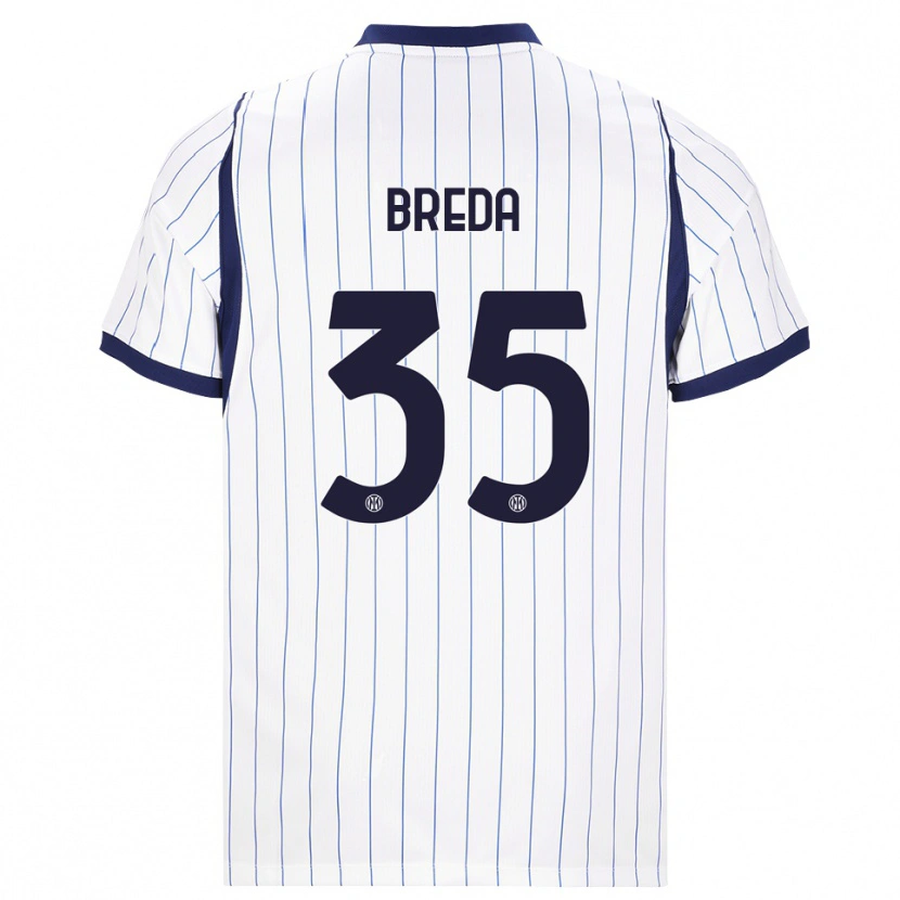 Danxen Kinderen Cristian Breda #35 Wit Marineblauw Uitshirt Uittenue 2026/27 T-Shirt