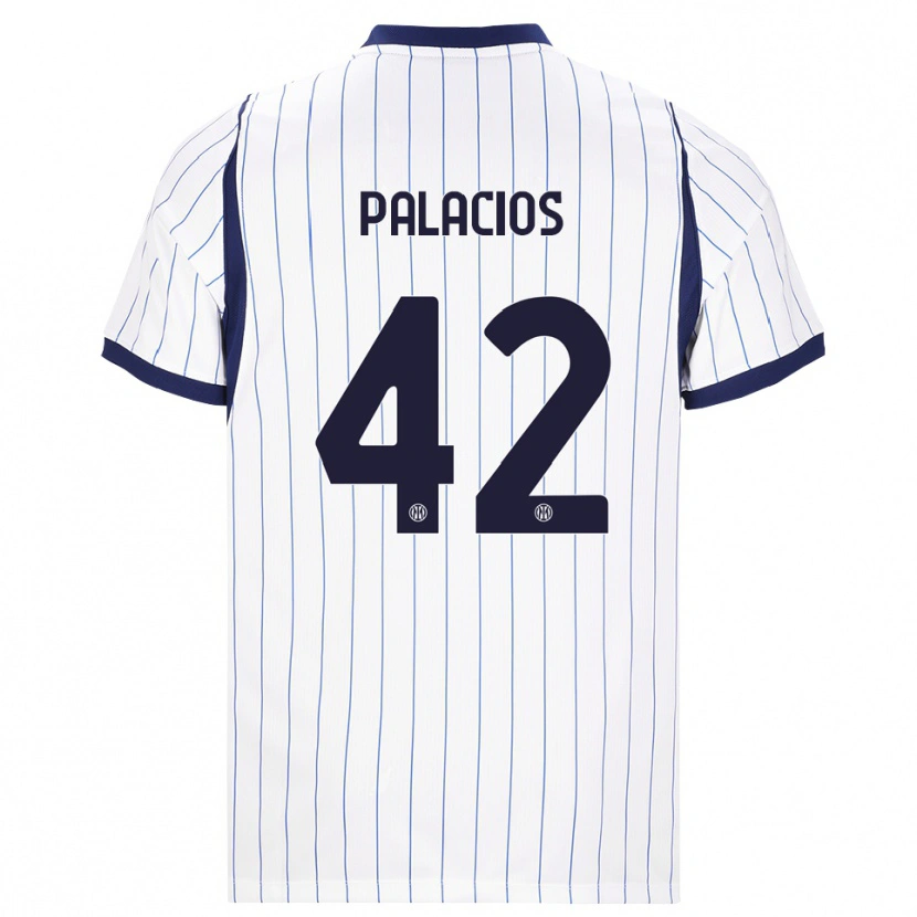 Danxen Kinderen Tomás Palacios #42 Wit Marineblauw Uitshirt Uittenue 2026/27 T-Shirt