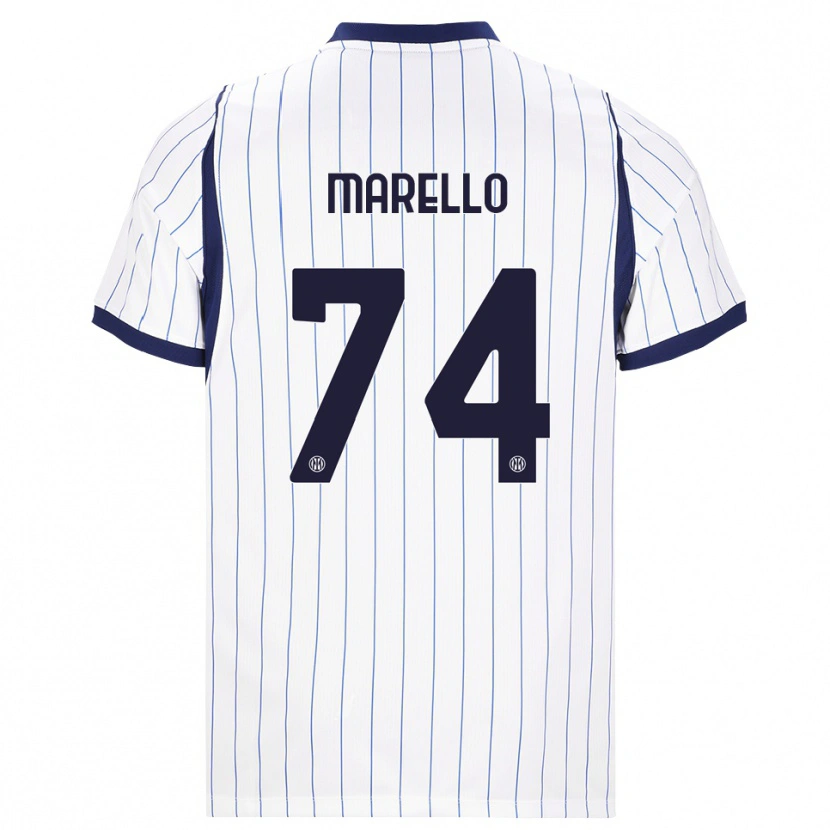 Danxen Kinderen Mattia Marello #74 Wit Marineblauw Uitshirt Uittenue 2026/27 T-Shirt