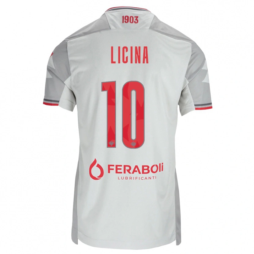 Danxen Kinderen Adin Licina #10 Grijs Wit Rood Uitshirt Uittenue 2026/27 T-Shirt