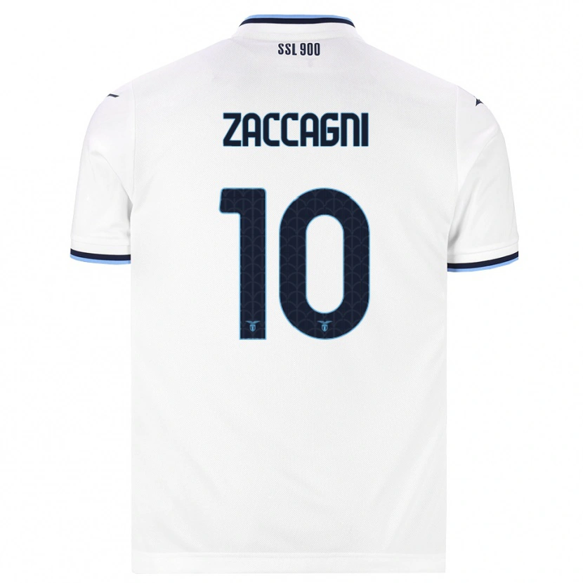 Danxen Kinderen Mattia Zaccagni #10 Wit Marineblauw Uitshirt Uittenue 2026/27 T-Shirt