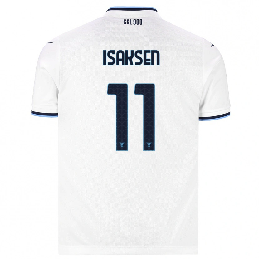 Danxen Kinderen Gustav Isaksen #11 Wit Marineblauw Uitshirt Uittenue 2026/27 T-Shirt