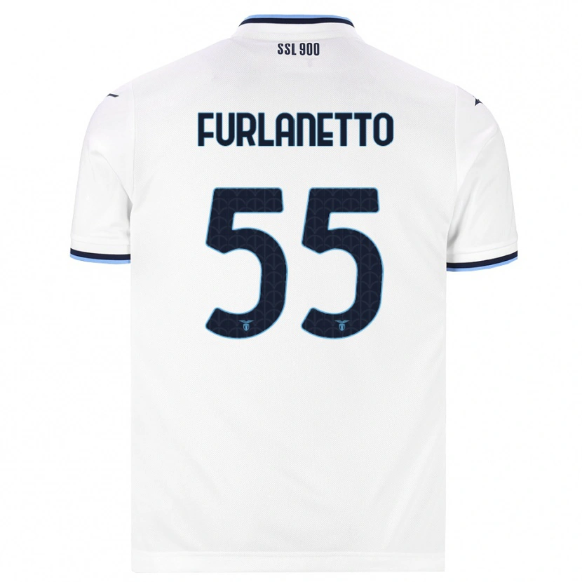 Danxen Kinderen Alessio Furlanetto #55 Wit Marineblauw Uitshirt Uittenue 2026/27 T-Shirt