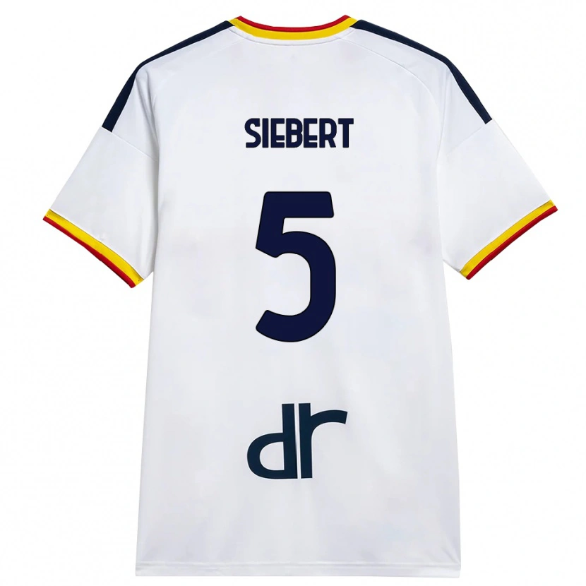 Danxen Kinderen Jamil Siebert #5 Wit Geel Rood Uitshirt Uittenue 2026/27 T-Shirt
