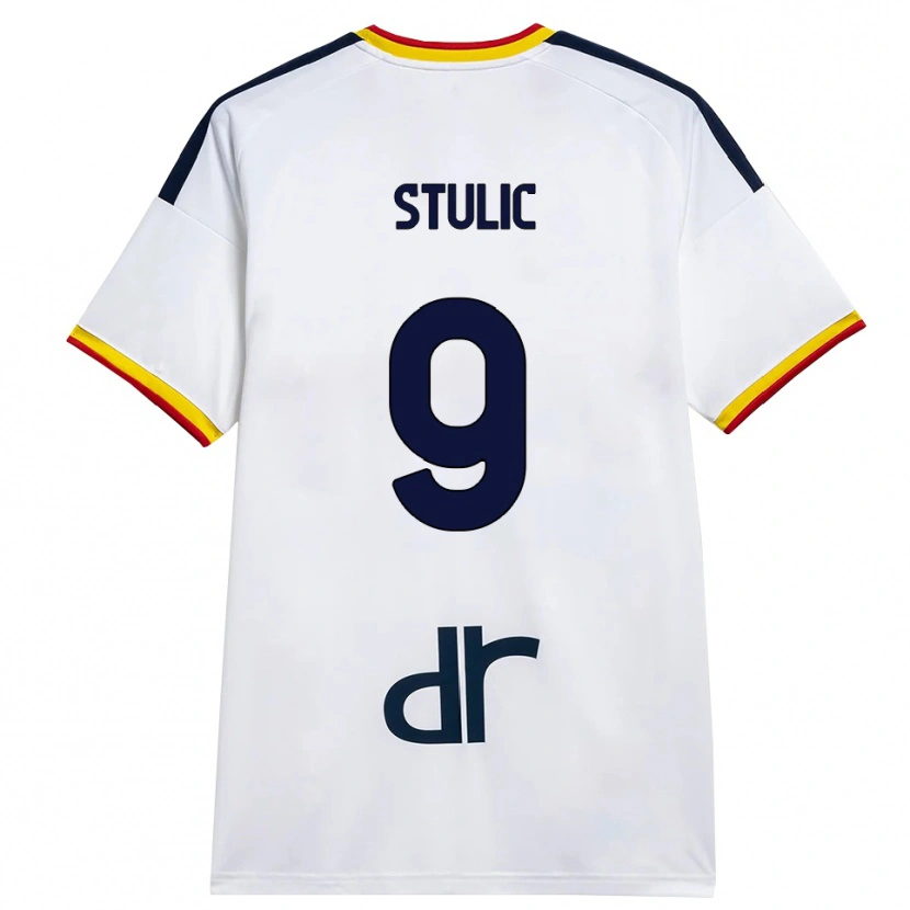 Danxen Kinderen Nikola Stulic #9 Wit Geel Rood Uitshirt Uittenue 2026/27 T-Shirt