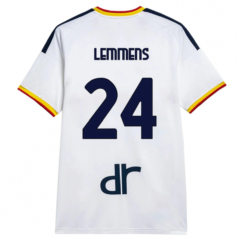 Danxen Kinderen Mats Lemmens #24 Wit Geel Rood Uitshirt Uittenue 2026/27 T-Shirt
