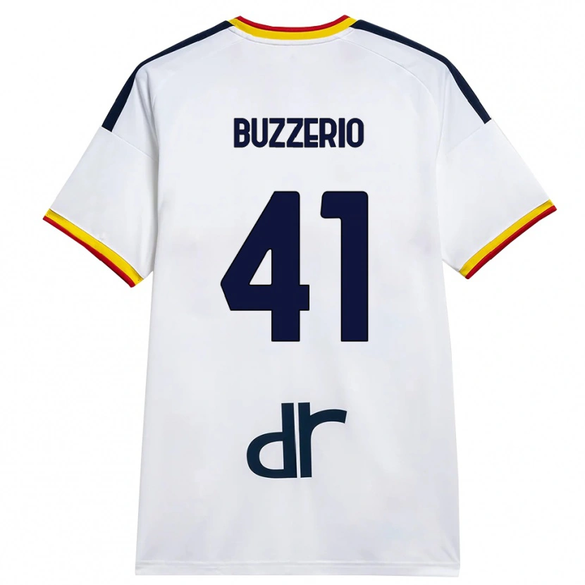 Danxen Kinderen Mattia Buzzerio #41 Wit Geel Rood Uitshirt Uittenue 2026/27 T-Shirt