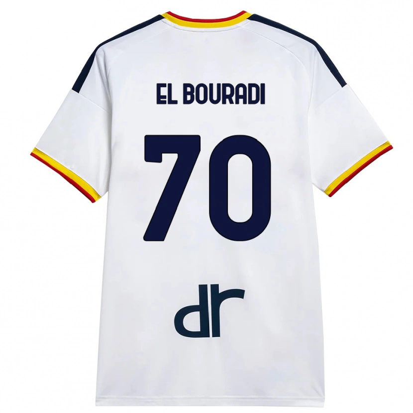 Danxen Kinderen Walid El Bouradi #70 Wit Geel Rood Uitshirt Uittenue 2026/27 T-Shirt