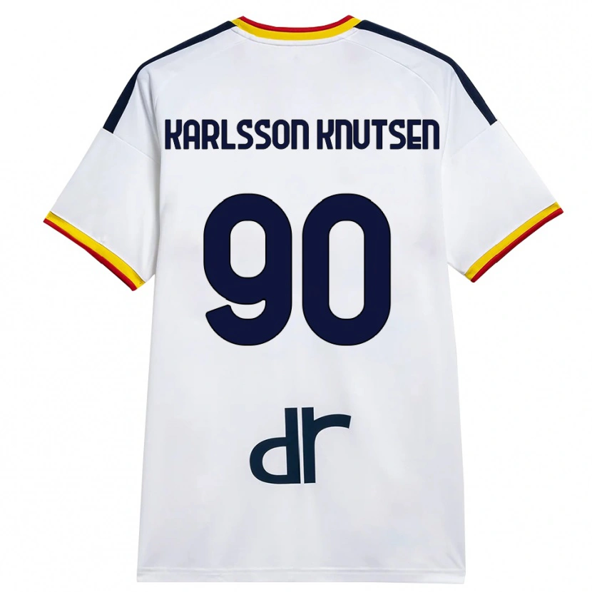 Danxen Kinderen Storm Karlsson Knutsen #90 Wit Geel Rood Uitshirt Uittenue 2026/27 T-Shirt