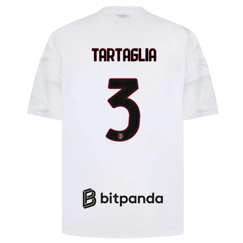 Danxen Kinderen Edoardo Tartaglia #3 Wit Rood Zwart Uitshirt Uittenue 2026/27 T-Shirt