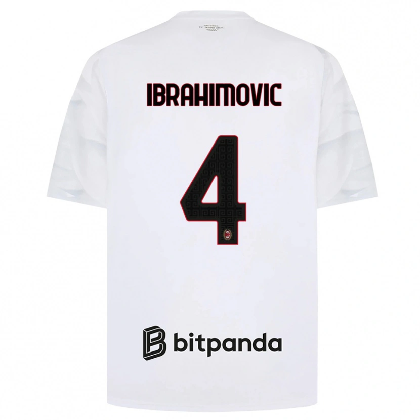 Danxen Kinderen Vincent Ibrahimović #4 Wit Rood Zwart Uitshirt Uittenue 2026/27 T-Shirt