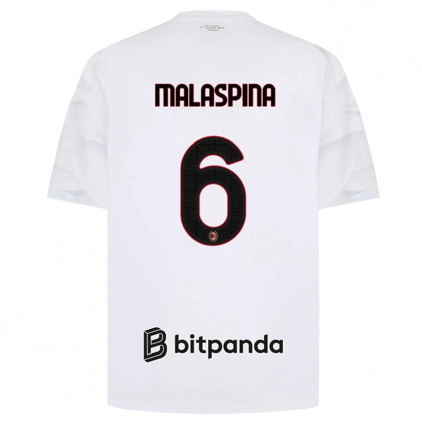 Danxen Kinderen Mattia Malaspina #6 Wit Rood Zwart Uitshirt Uittenue 2026/27 T-Shirt
