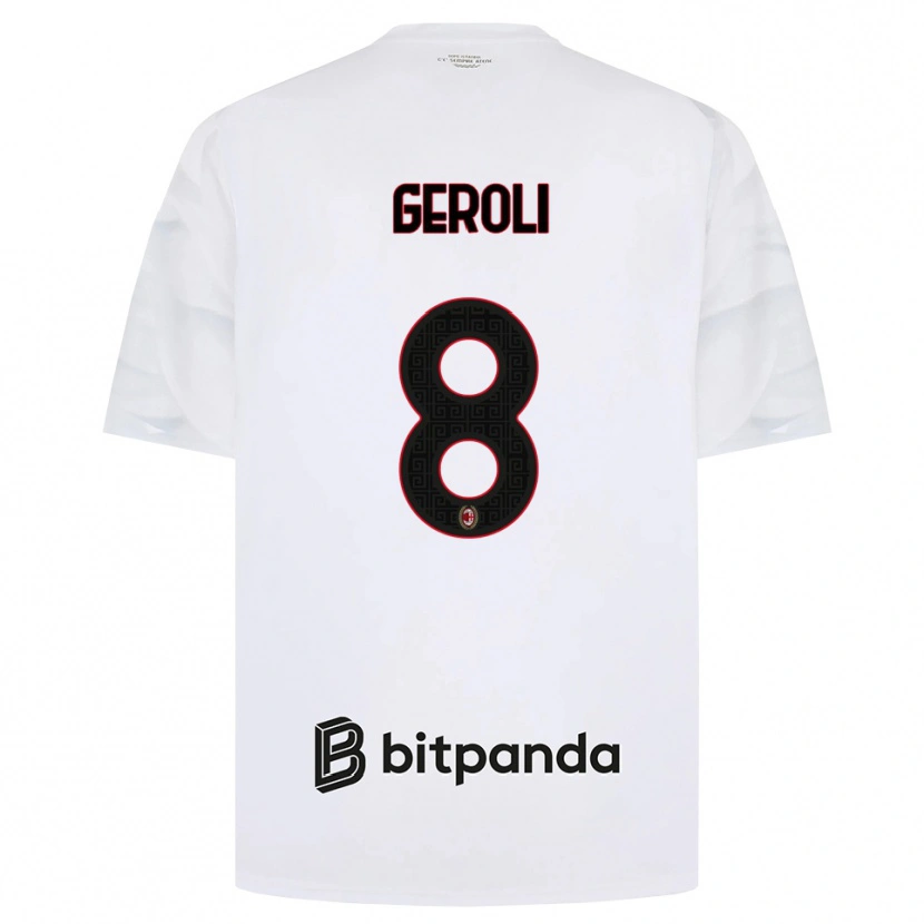 Danxen Kinderen Matteo Geroli #8 Wit Rood Zwart Uitshirt Uittenue 2026/27 T-Shirt