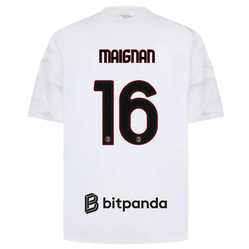 Danxen Kinderen Mike Maignan #16 Wit Rood Zwart Uitshirt Uittenue 2026/27 T-Shirt