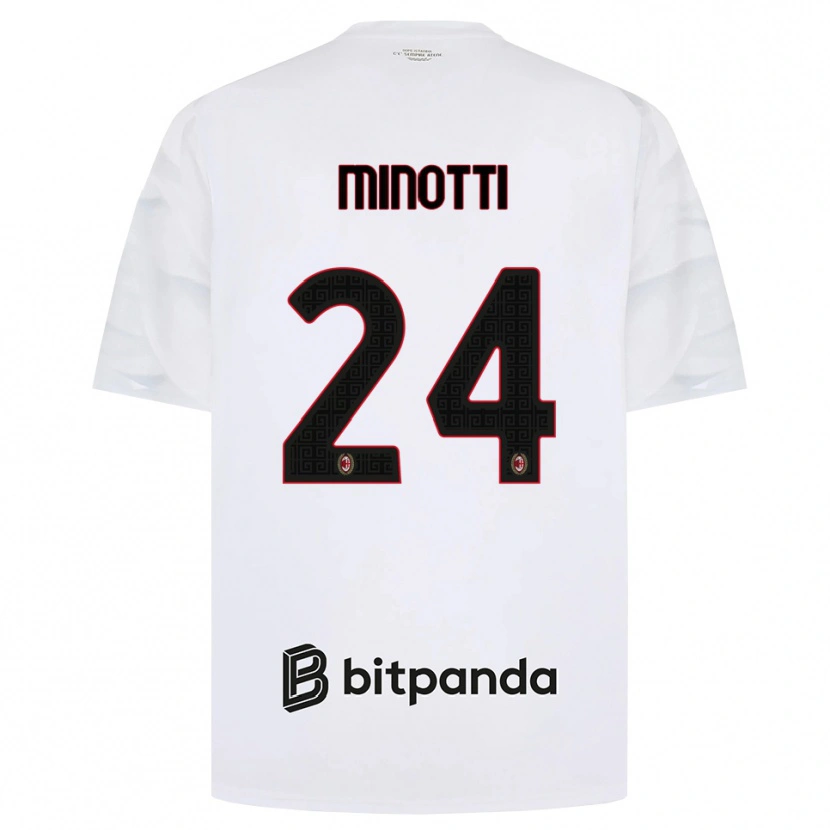 Danxen Kinderen Gabriele Minotti #24 Wit Rood Zwart Uitshirt Uittenue 2026/27 T-Shirt