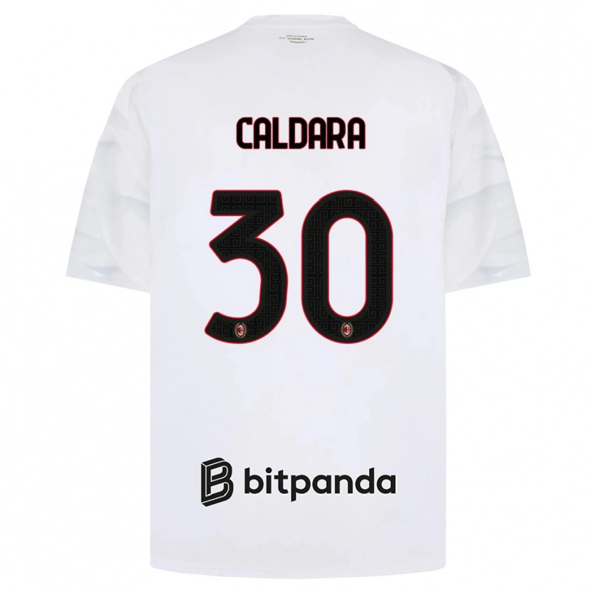 Danxen Kinderen Mattia Caldara #30 Wit Rood Zwart Uitshirt Uittenue 2026/27 T-Shirt