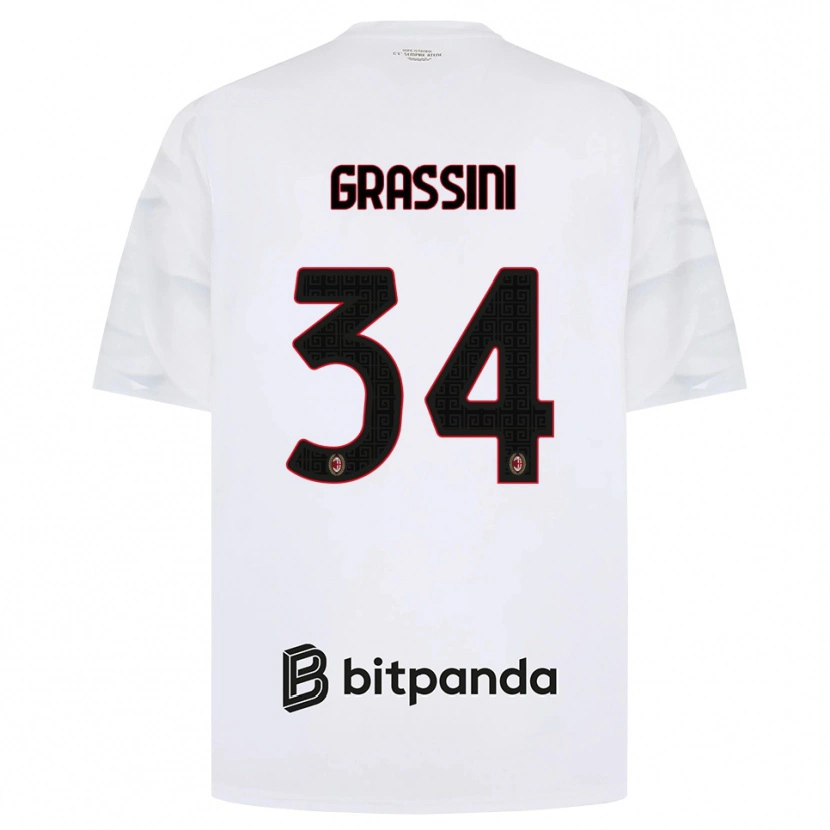 Danxen Kinderen Riccardo Grassini #34 Wit Rood Zwart Uitshirt Uittenue 2026/27 T-Shirt