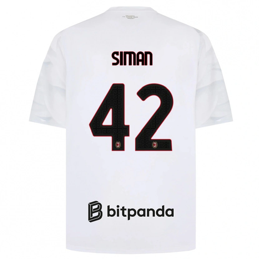 Danxen Kinderen Alexandru Șiman #42 Wit Rood Zwart Uitshirt Uittenue 2026/27 T-Shirt