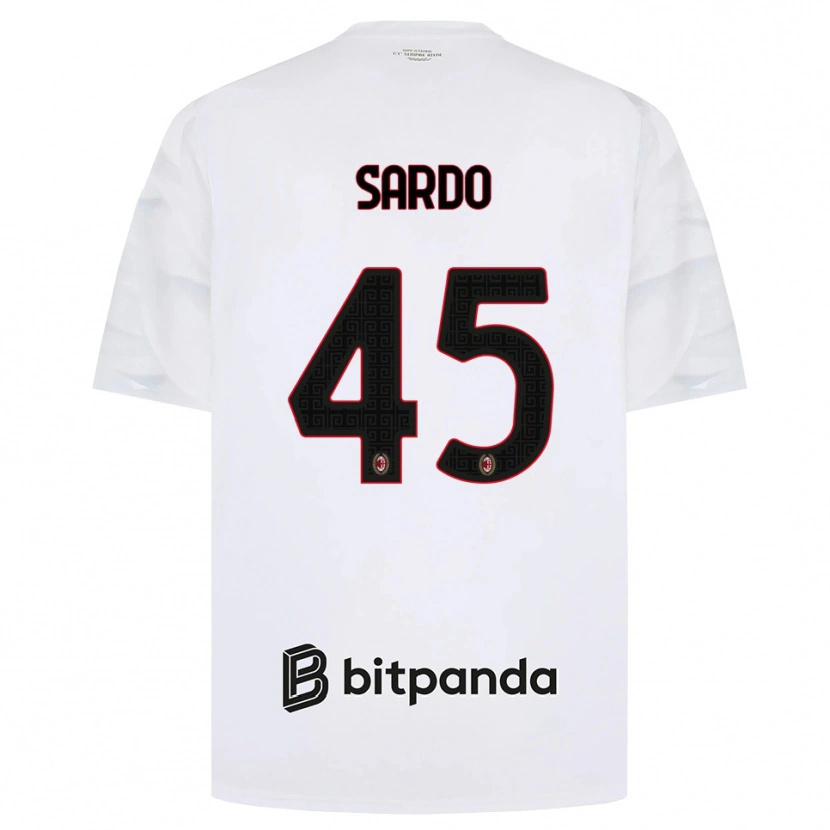 Danxen Kinderen Jacopo Sardo #45 Wit Rood Zwart Uitshirt Uittenue 2026/27 T-Shirt