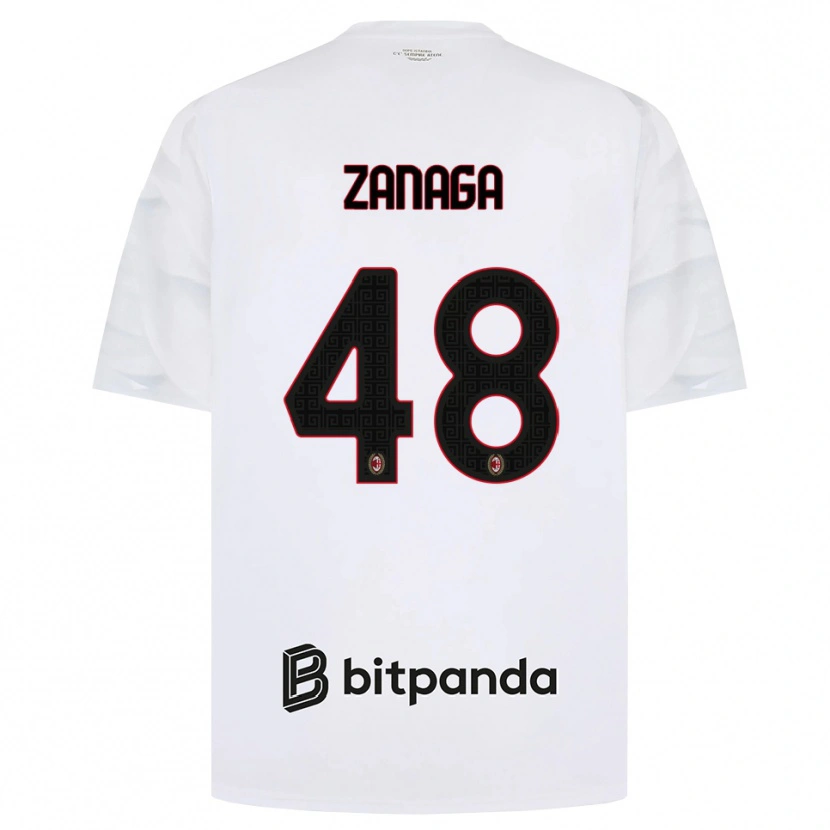 Danxen Kinderen Edoardo Zanaga #48 Wit Rood Zwart Uitshirt Uittenue 2026/27 T-Shirt