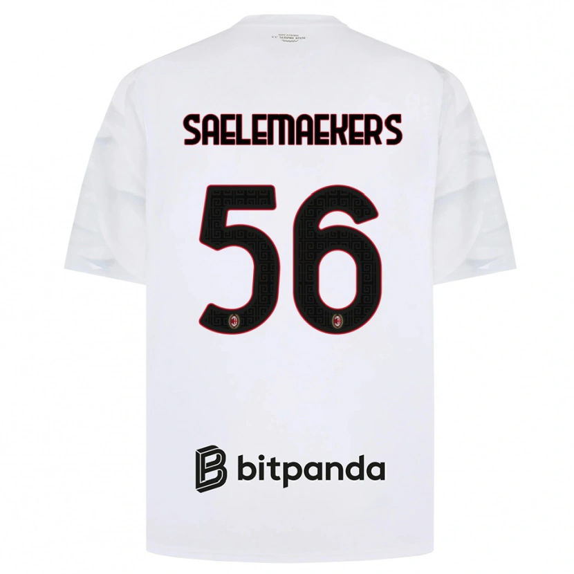 Danxen Kinderen Alexis Saelemaekers #56 Wit Rood Zwart Uitshirt Uittenue 2026/27 T-Shirt
