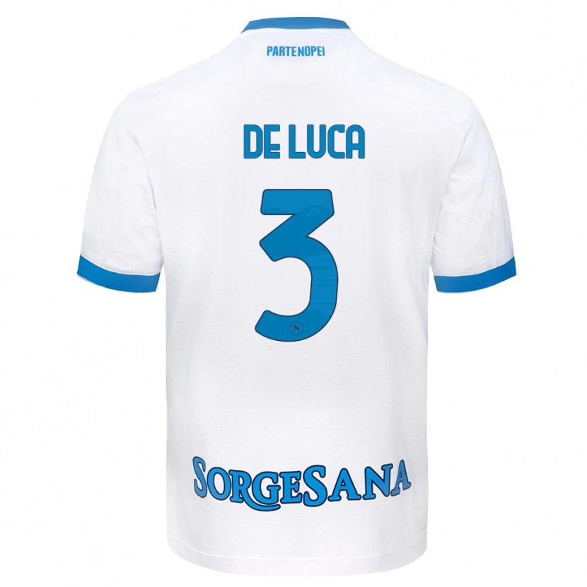 Danxen Kinderen Alfonso De Luca #3 Wit Hemelsblauw Uitshirt Uittenue 2026/27 T-Shirt