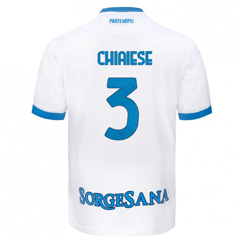Danxen Kinderen Riccardo Chiaiese #3 Wit Hemelsblauw Uitshirt Uittenue 2026/27 T-Shirt