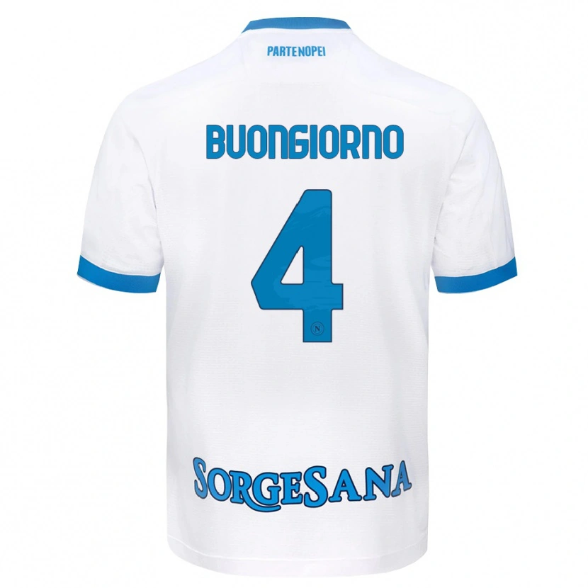 Danxen Kinderen Alessandro Buongiorno #4 Wit Hemelsblauw Uitshirt Uittenue 2026/27 T-Shirt