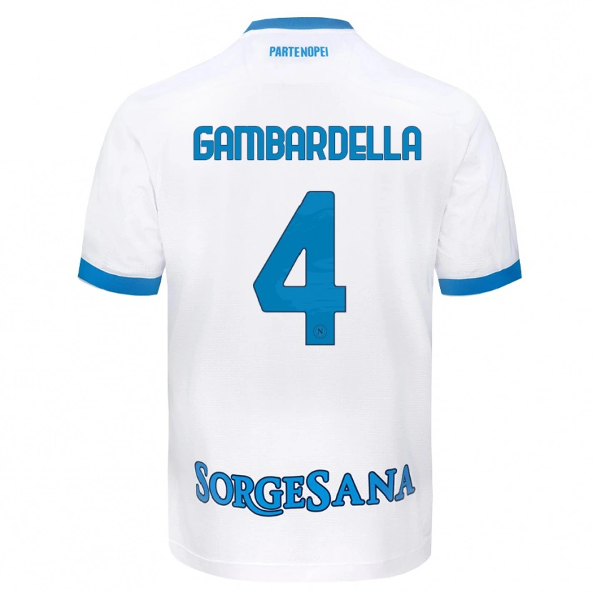 Danxen Kinderen Vittorio Gambardella #4 Wit Hemelsblauw Uitshirt Uittenue 2026/27 T-Shirt