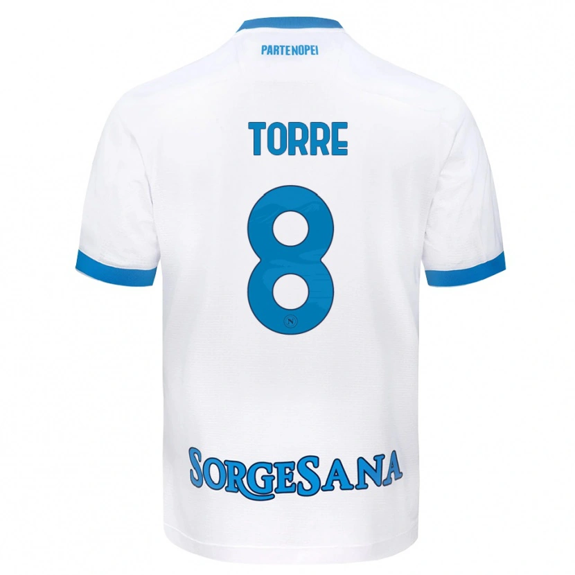 Danxen Kinderen Christian Torre #8 Wit Hemelsblauw Uitshirt Uittenue 2026/27 T-Shirt