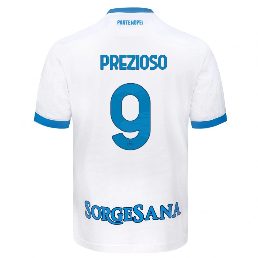 Danxen Kinderen Vittorio Prezioso #9 Wit Hemelsblauw Uitshirt Uittenue 2026/27 T-Shirt