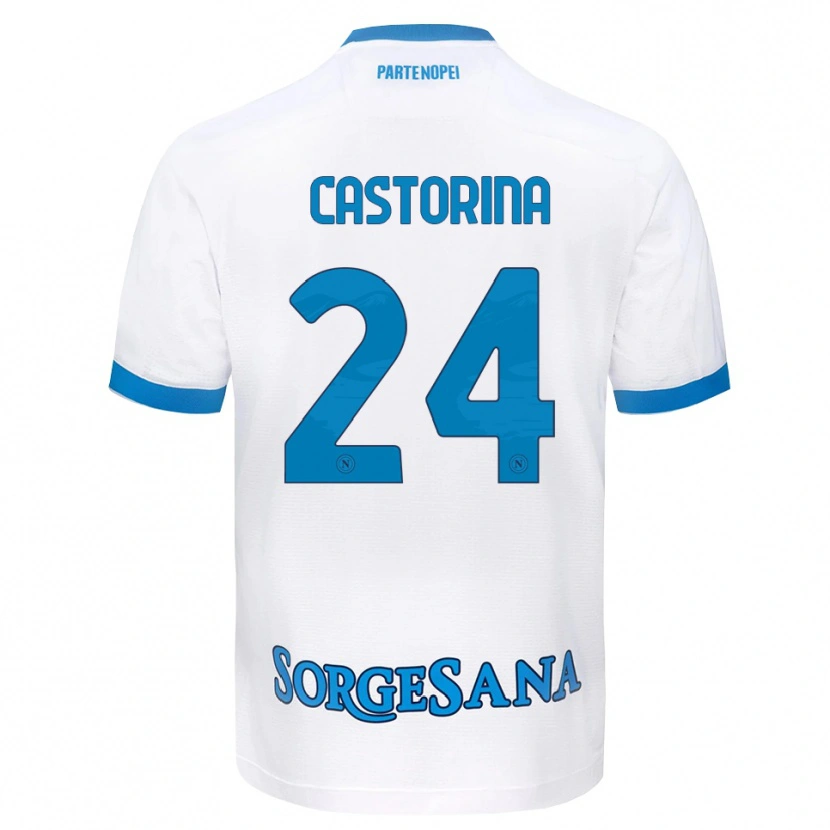 Danxen Kinderen Alessandro Castorina #24 Wit Hemelsblauw Uitshirt Uittenue 2026/27 T-Shirt