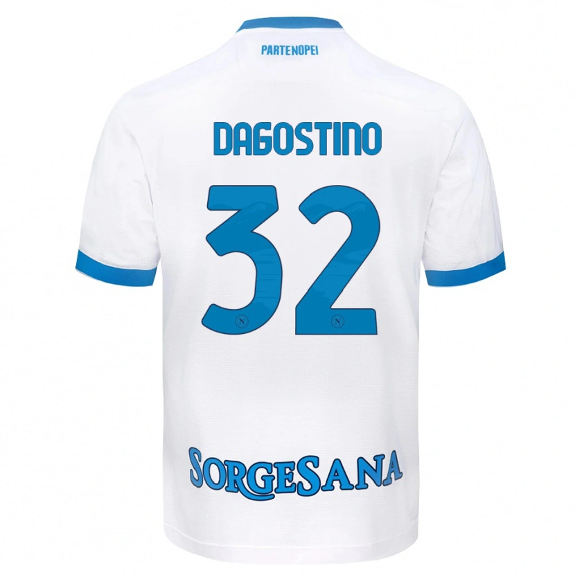Danxen Kinderen Giuseppe Dagostino #32 Wit Hemelsblauw Uitshirt Uittenue 2026/27 T-Shirt