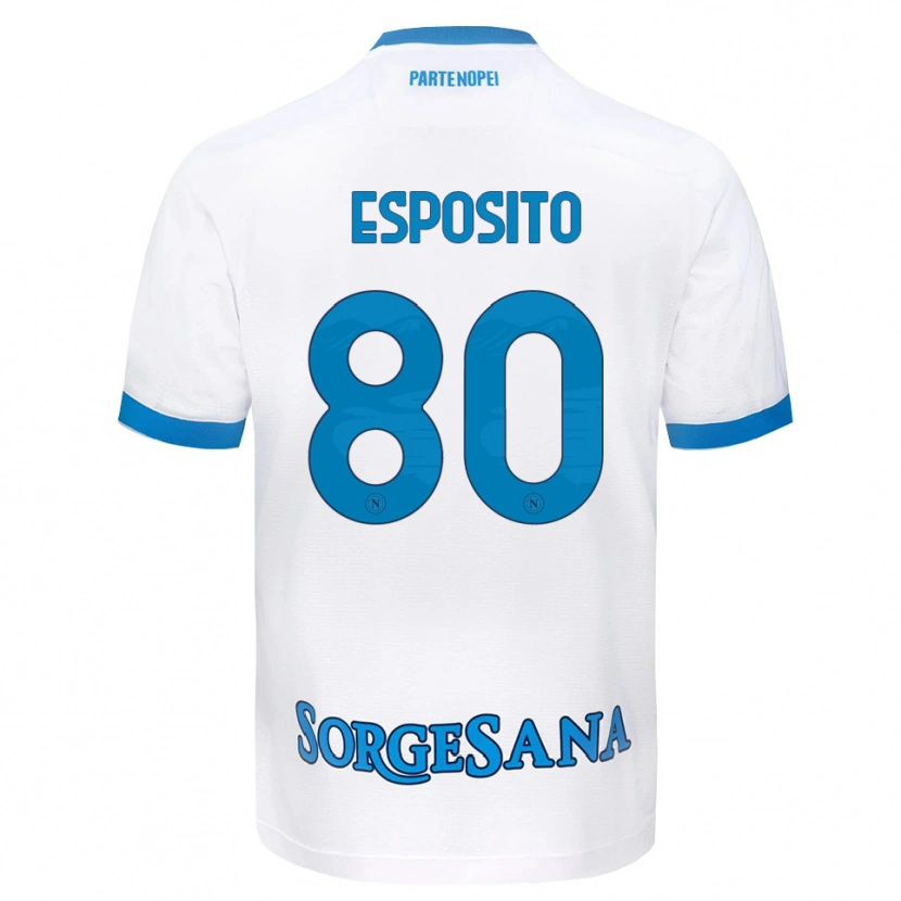 Danxen Kinderen Luigi Esposito #80 Wit Hemelsblauw Uitshirt Uittenue 2026/27 T-Shirt