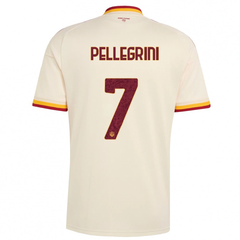 Danxen Kinderen Lorenzo Pellegrini #7 Champagne Rood Geel Uitshirt Uittenue 2026/27 T-Shirt