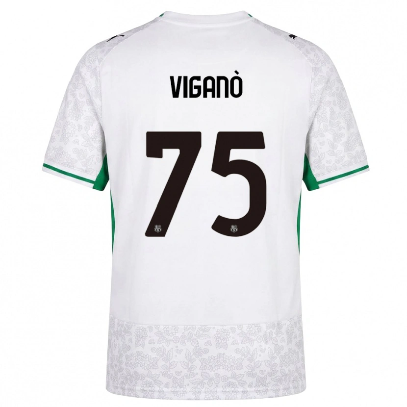 Danxen Kinderen Lorenzo Viganò #75 Wit Zwart Groen Uitshirt Uittenue 2026/27 T-Shirt