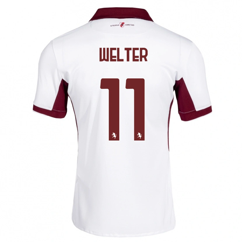 Danxen Kinderen Francesca Welter #11 Bordeauxrood Wit Rood Uitshirt Uittenue 2026/27 T-Shirt